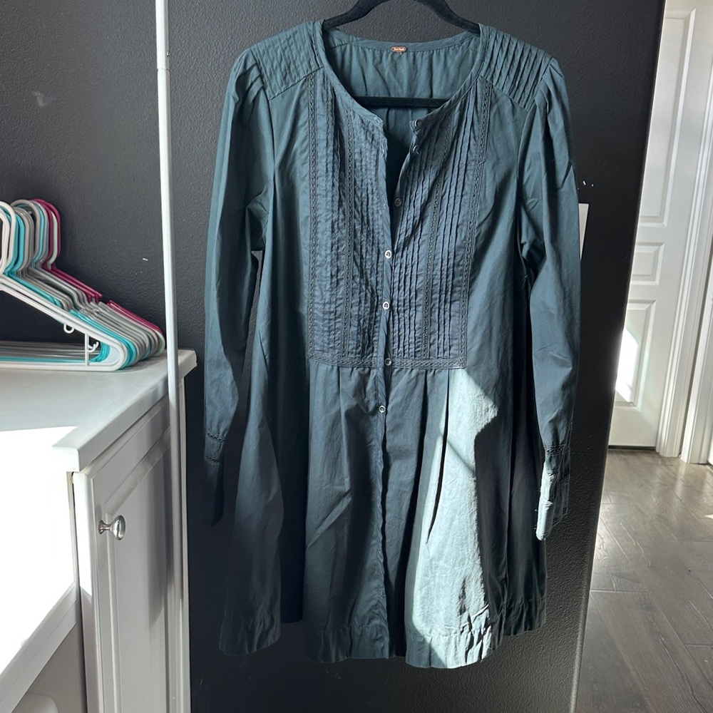 Free People Deep Teal Button-Down Shirt